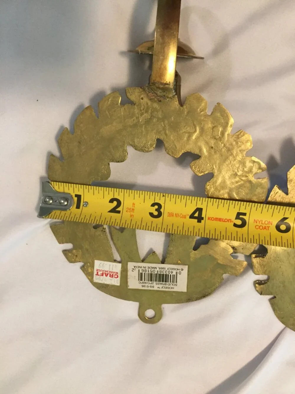 2 Vintage Hosley International Solid Brass Christmas Wreath Wall Candle Sconce